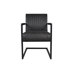 HSM Collection-Eetkamerstoel Texas Met Arm S/2-55x50x85-Grijs/Zwart-Leder/Metaal