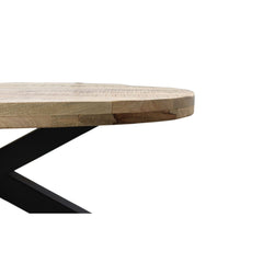 HSM Collection-Ovale Salontafel Portland-130x80x45 (75x75mm)-Naturel/Zwart-Mango/Metaal