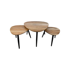 Salontafels - ø70/ø50/ø45 - Acaciahout/ijzer - Set van 3