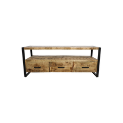HSM Collection-Tv Meubel Havana 3 La-150x45x60-Naturel/Zwart-Mango/Metaal