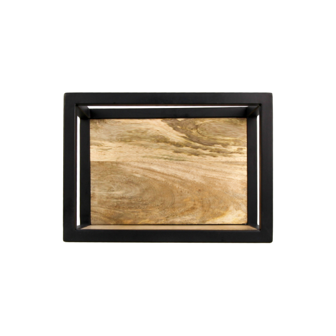 HSM Collection-Wandbox Levels -35x18x25-Naturel/Zwart-Mango/Metaal