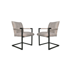 Eetkamerstoel Boston - Set van 2 - 56x68x89 - Adore 01 Naturel - Fluweel/metaal