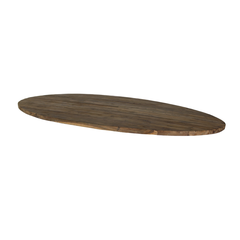 HSM Collection-Ovaal Tafelblad -180x100x4-Bruin-Teak