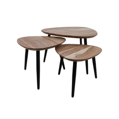 Salontafels - ø70/ø50/ø45 - Acaciahout/ijzer - Set van 3