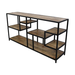 HSM Collection-Open Vakkenkast Levels-160x38x80-Naturel/Zwart-Mango/Metaal