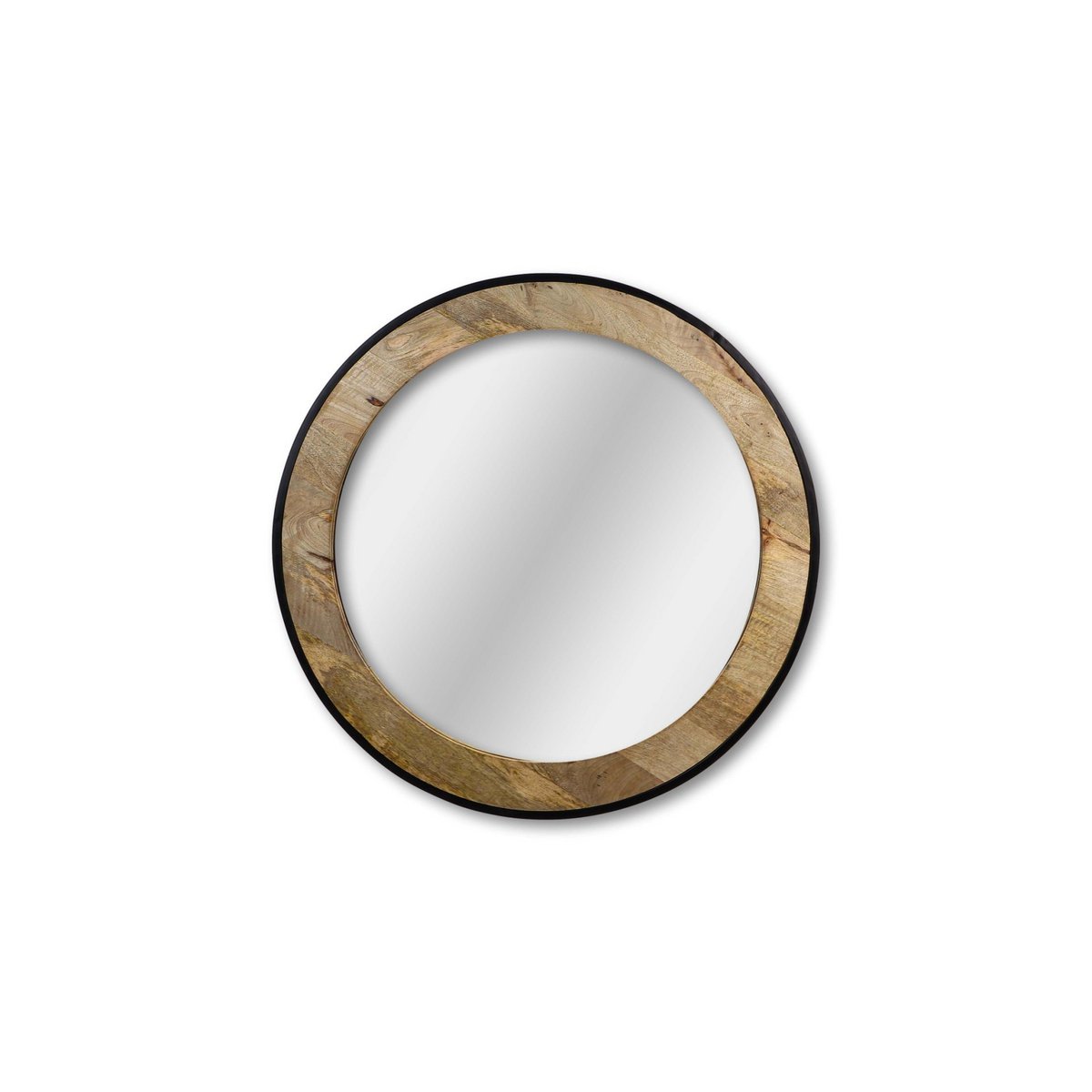 HSM Collection-Ronde Spiegel-ø90x5-Zwart/Naturel-Mango
