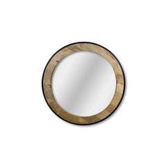 HSM Collection-Ronde Spiegel-ø90x5-Zwart/Naturel-Mango