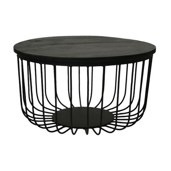 Salontafel Maden - ø60 cm - Zwart - Mangohout/ijzer - Set van 2