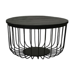 Salontafel Maden - ø60 cm - Zwart - Mangohout/ijzer - Set van 2