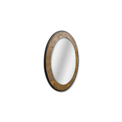 HSM Collection-Ronde Spiegel-ø90x5-Zwart/Naturel-Mango