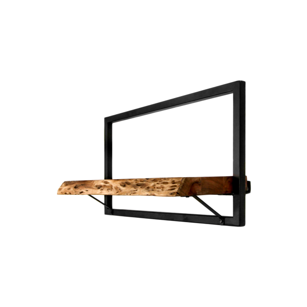HSM Collection - Wandplank Levels Live Edge -56x22x32-Natuurlijk/Zwart-Acacia/Metaal