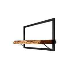 HSM Collection - Wandplank Levels Live Edge -56x22x32-Natuurlijk/Zwart-Acacia/Metaal