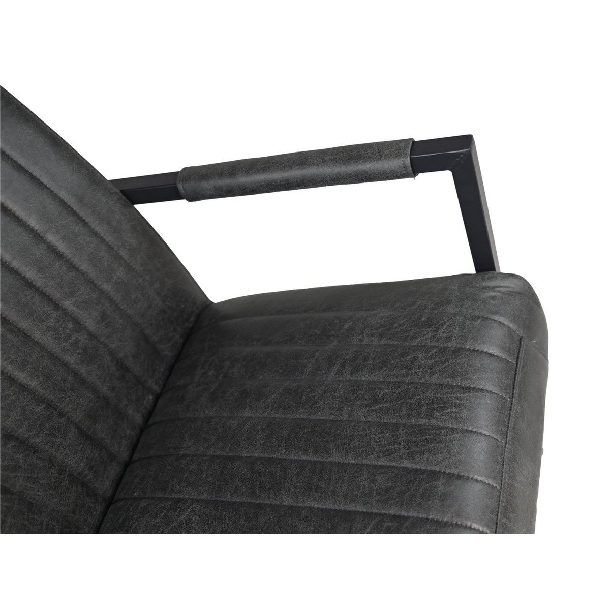 HSM Collection-Eetkamerstoel Texas Met Arm S/2-55x50x85-Grijs/Zwart-Leder/Metaal