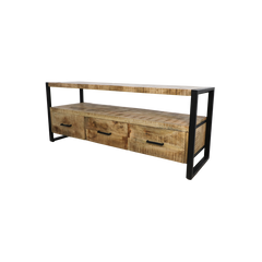 HSM Collection-Tv Meubel Havana 3 La-150x45x60-Naturel/Zwart-Mango/Metaal
