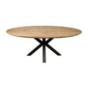 HSM Collection-Ovale Eettafel Zurich-240x100x76-Naturel/Zwart-Acacia/Metaal