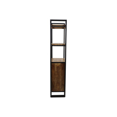 HSM Collection-Boekenkast 3 Lade-55x35x175-Naturel/Zwart-Mango/Metaal