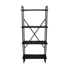 HSM Collection-Stellingkast 4 Planken-80x35x180-Zwart-Mango/Metaal