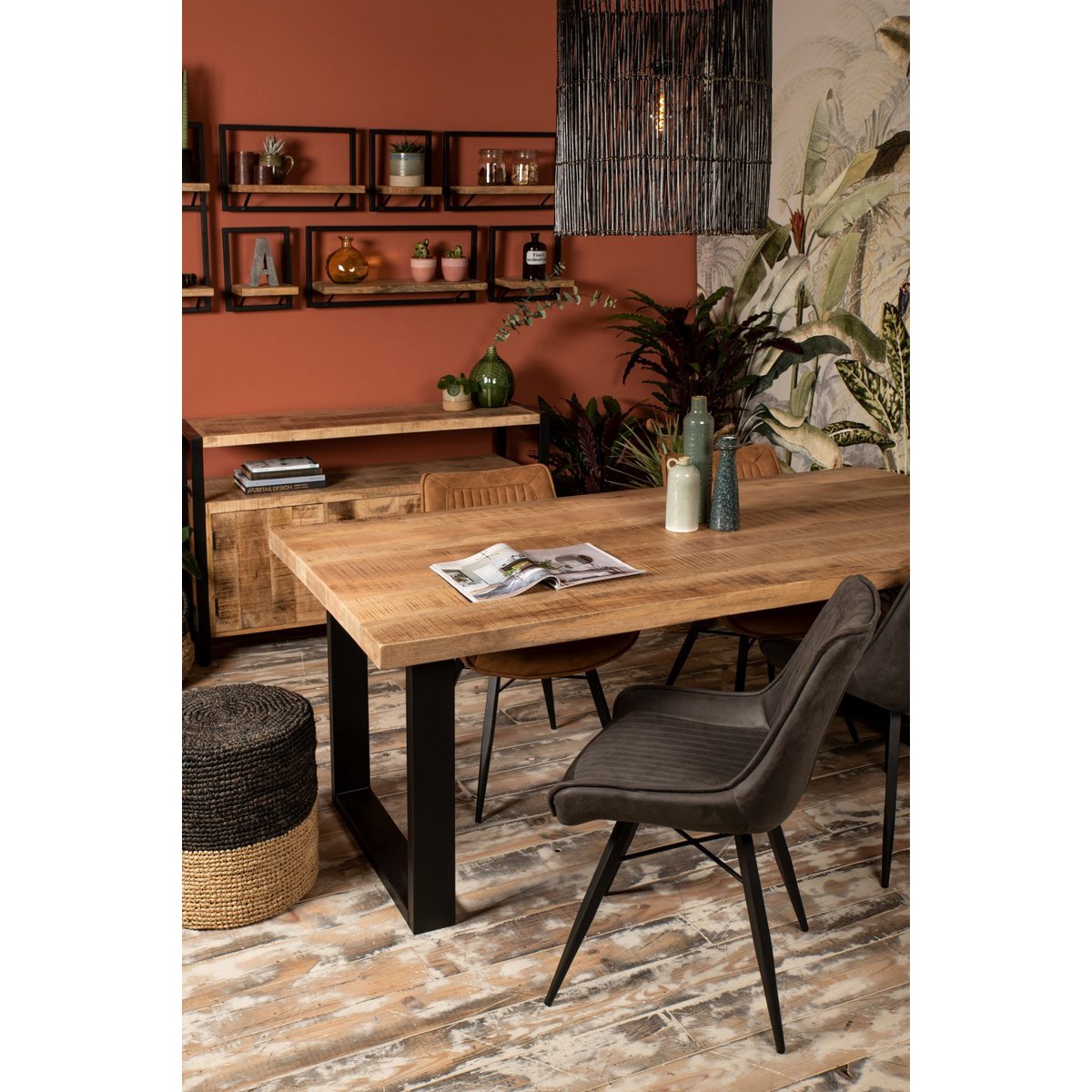 HSM Collection-Rechthoekig Tafelblad Portland -180x90x2,5+2,5-Naturel-Mango