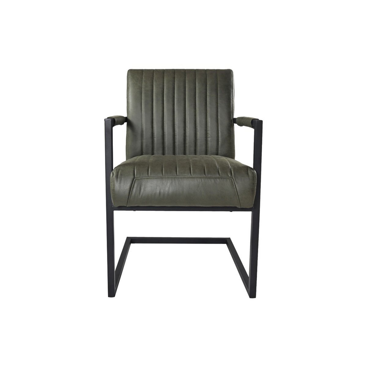 HSM Collection-Eetkamerstoel Texas Met Arm S/2-55x50x85-Groen/Zwart-Leder/Metaal