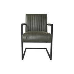 HSM Collection-Eetkamerstoel Texas Met Arm S/2-55x50x85-Groen/Zwart-Leder/Metaal