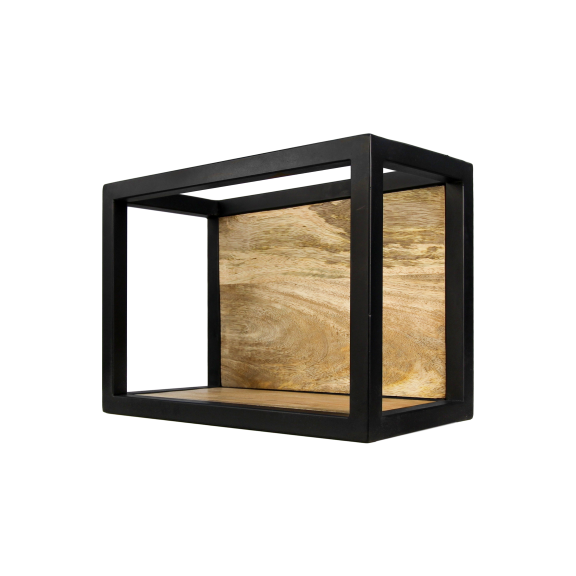 HSM Collection-Wandbox Levels -35x18x25-Naturel/Zwart-Mango/Metaal