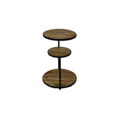 Bijzettafel 3 plateaus - ø50x65 - Naturel/Zwart - Mangohout/metaal