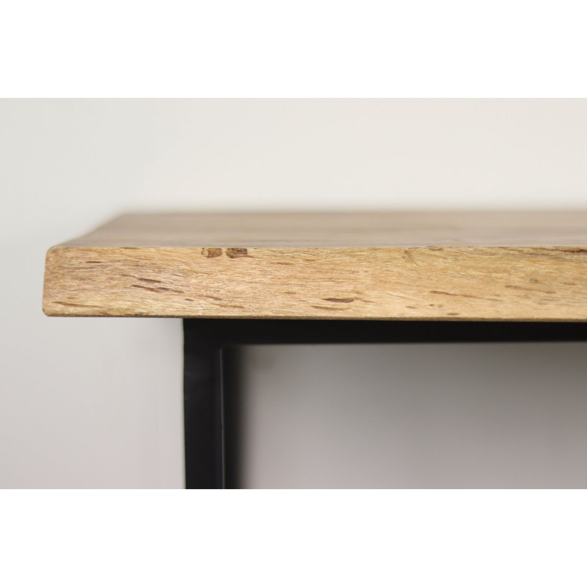 HSM Collection-Wandkapstok Met Plank 6 Haken-90x30x30-Naturel/Zwart-Acacia/Metaal