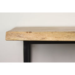 HSM Collection-Wandkapstok Met Plank 6 Haken-90x30x30-Naturel/Zwart-Acacia/Metaal