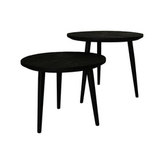Ronde Bijzettafels Verona - 60x60x50/50x50x40 - Zwart - Mangohout/ijzer