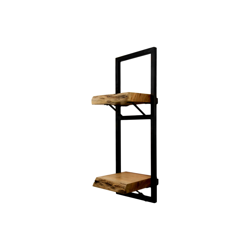 HSM Collection-Wandplank Levels Live Edge -25x22x70-Naturel/Zwart-Acacia/Metaal