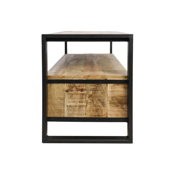 HSM Collection-Tv Meubel Havana 3 La-150x45x60-Naturel/Zwart-Mango/Metaal