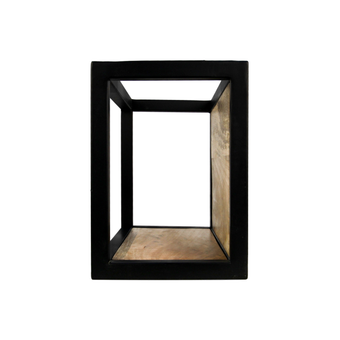 HSM Collection-Wandbox Levels -35x18x25-Naturel/Zwart-Mango/Metaal