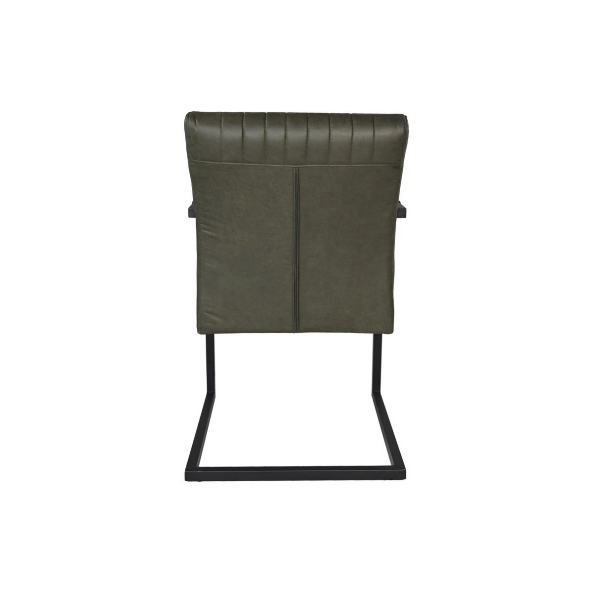 HSM Collection-Eetkamerstoel Texas Met Arm S/2-55x50x85-Groen/Zwart-Leder/Metaal
