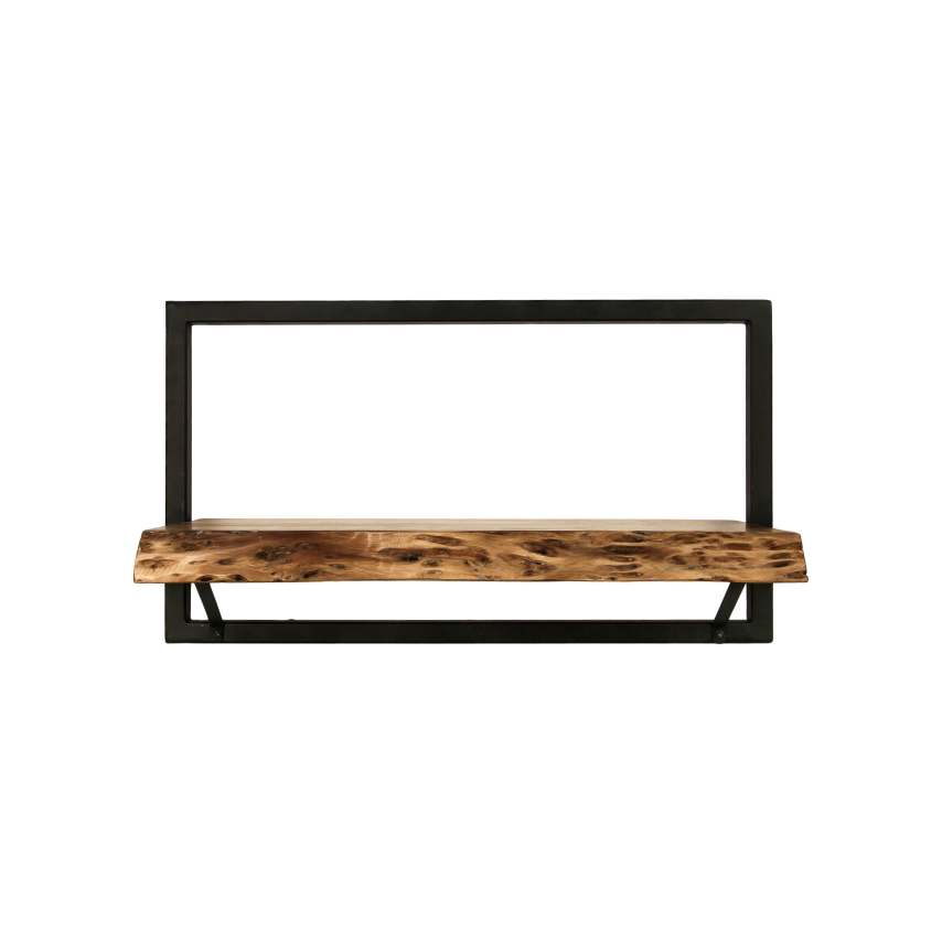 HSM Collection - Wandplank Levels Live Edge -56x22x32-Natuurlijk/Zwart-Acacia/Metaal