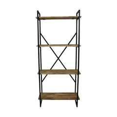 HSM Collection-Stellingkast 4 Planken-80x35x180-Naturel/Zwart-Mango/Metaal