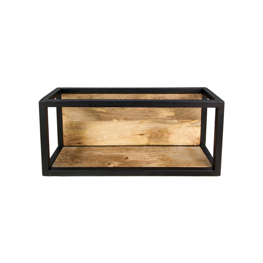 HSM Collection-Wandbox Levels -55x18x25-Naturel/Zwart-Mango/Metaal