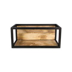 HSM Collection-Wandbox Levels -55x18x25-Naturel/Zwart-Mango/Metaal