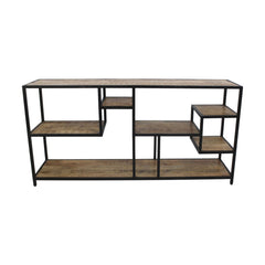 HSM Collection-Open Vakkenkast Levels-160x38x80-Naturel/Zwart-Mango/Metaal