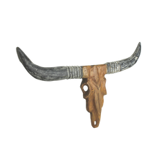 Wanddecoratie buffelkop - Natuurlijke was - Teak