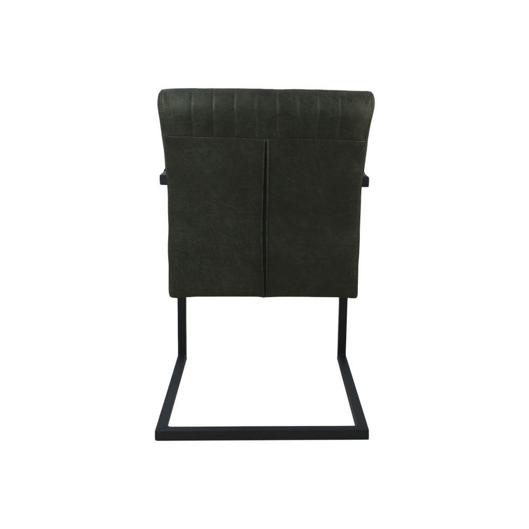 HSM Collection-Eetkamerstoel Texas Met Arm S/2-55x50x85-Groen/Grijs-Leder/Metaal