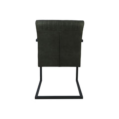 HSM Collection-Eetkamerstoel Texas Met Arm S/2-55x50x85-Groen/Grijs-Leder/Metaal