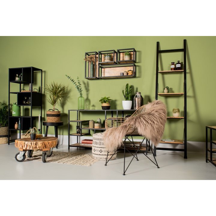 HSM Collection-Decoratieve Ladder -55x40x220-Zwart/Naturel-Mango/Metaal