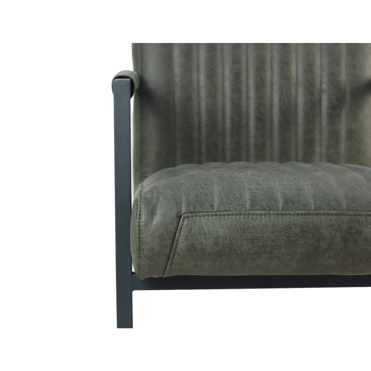 HSM Collection-Eetkamerstoel Texas Met Arm S/2-55x50x85-Groen/Grijs-Leder/Metaal