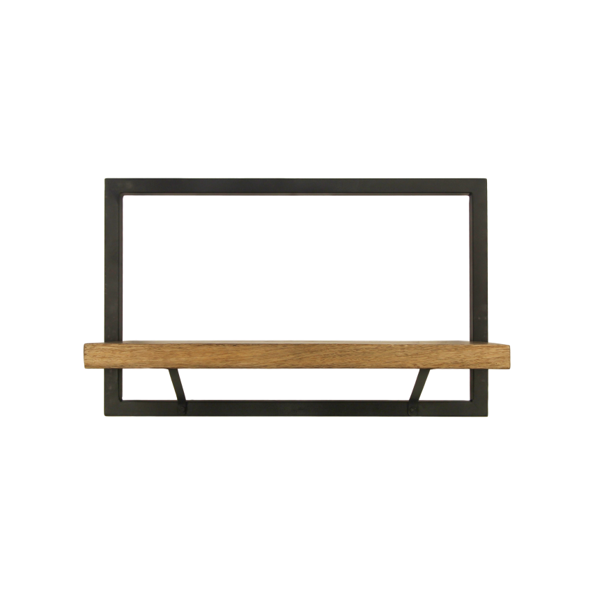 HSM Collection-Wandplank Levels -51x22x32-Naturel/Zwart-Mango/Metaal
