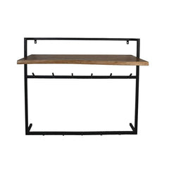 Kleerhanger - 100x30x80 - Naturel/Zwart - Acaciahout/metaal