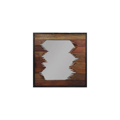 HSM Collection-Vierkante Spiegel-80x5x80-Bruin/Zwart-Teak