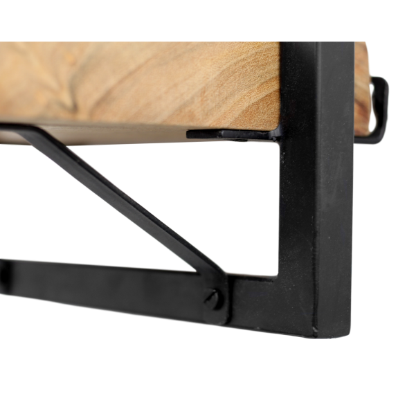 HSM Collection - Wandplank Levels Live Edge -56x22x32-Natuurlijk/Zwart-Acacia/Metaal