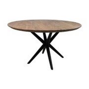 HSM Collection-Ronde Eettafel Zurich-80x80x76-Naturel/Zwart-Acacia/Metaal