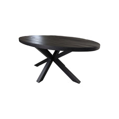 HSM Collection-Ovale Eettafel-180x100x77-Zwart-Mango/Metaal