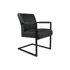 HSM Collection-Eetkamerstoel Texas Met Arm S/2-55x50x85-Grijs/Zwart-Leder/Metaal